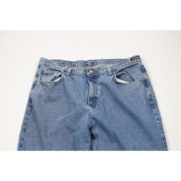 Vintage 90s Ralph Lauren Mens 38x32 Spell Out Baggy Loose Wide Leg Denim Jeans